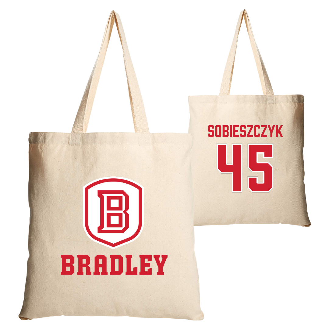 Bradley University Baseball Tan Canvas Tote Bag - #45 Isaac Sobieszczyk