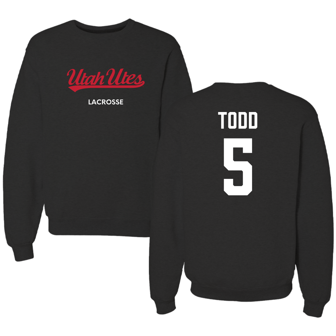 University of Utah Lacrosse (M) Black Crewneck - #5 Koa Todd