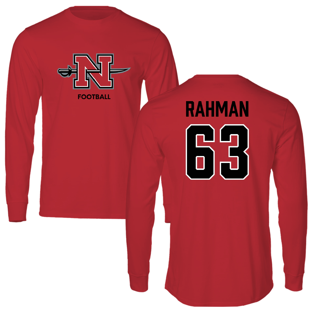 Nicholls State University Football Red Mascot Long Sleeve - #63 Hamza Rahman