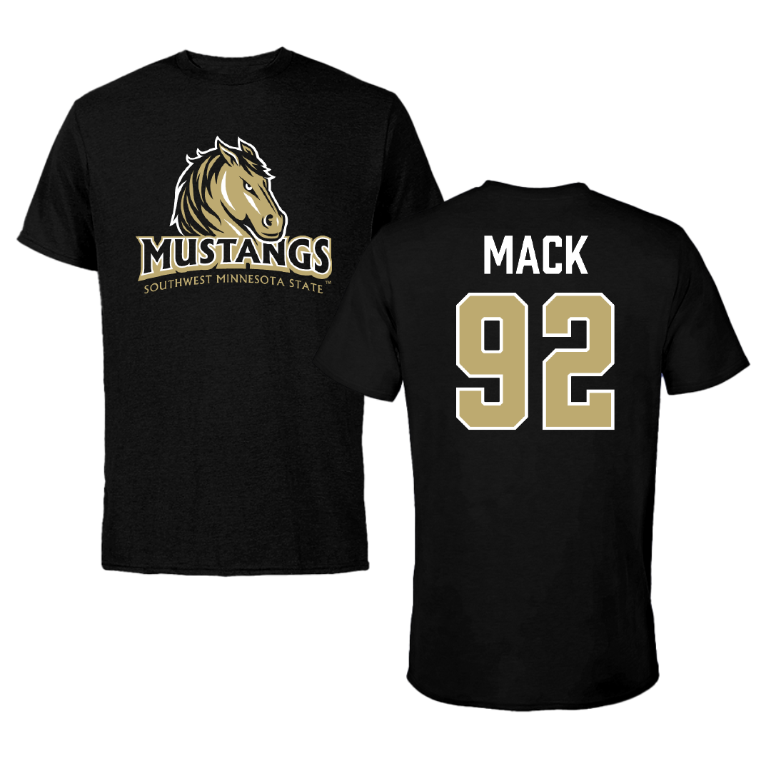 Southwest Minnesota State University Football Black Tee - #92 Treverran Mack