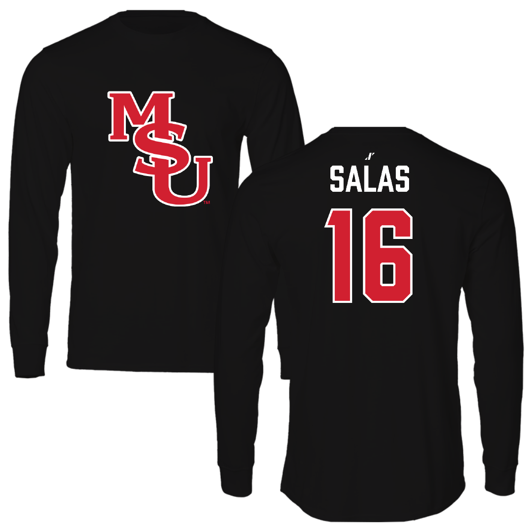 Minot State University Soccer (W) Black Performance Long Sleeve - #16 Leah Salas