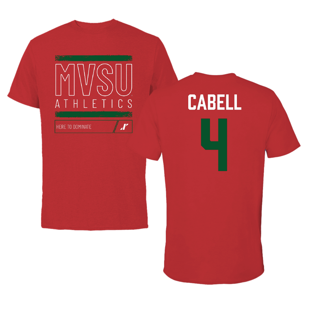 Mississippi Valley State University Football Red Dominate Tee - #4 Dakarai Cabell