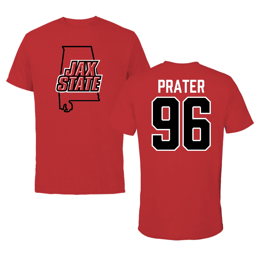 Jacksonville State University Football Red State Performance Tee - #96 Darrell Prater