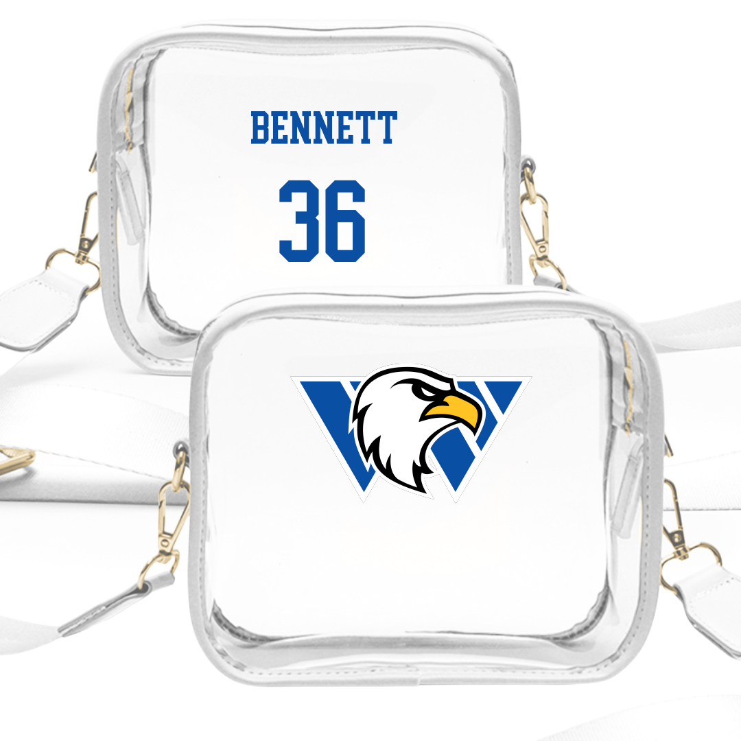 Williams Baptist University Baseball White Clear Stadium Bag - #36 Benjamin Bennett