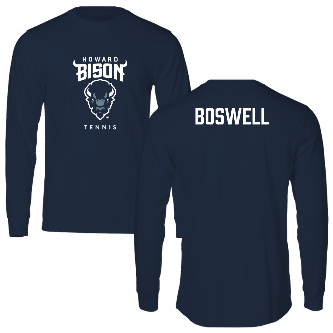 Howard University Tennis (M) Navy Performance Long Sleeve - Ethan Boswell