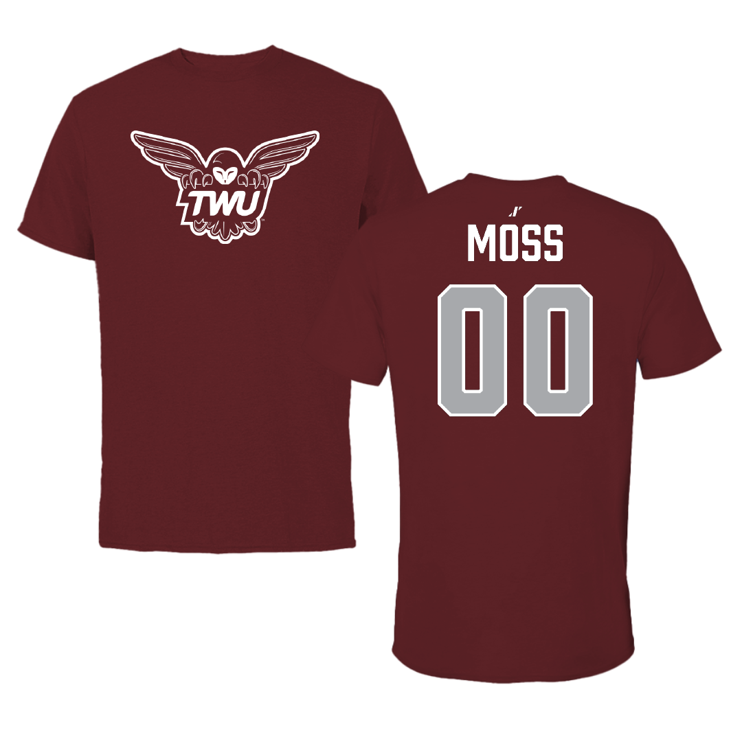 Texas Woman's University Basketball Maroon Performance Tee - #00 Jaylee Moss