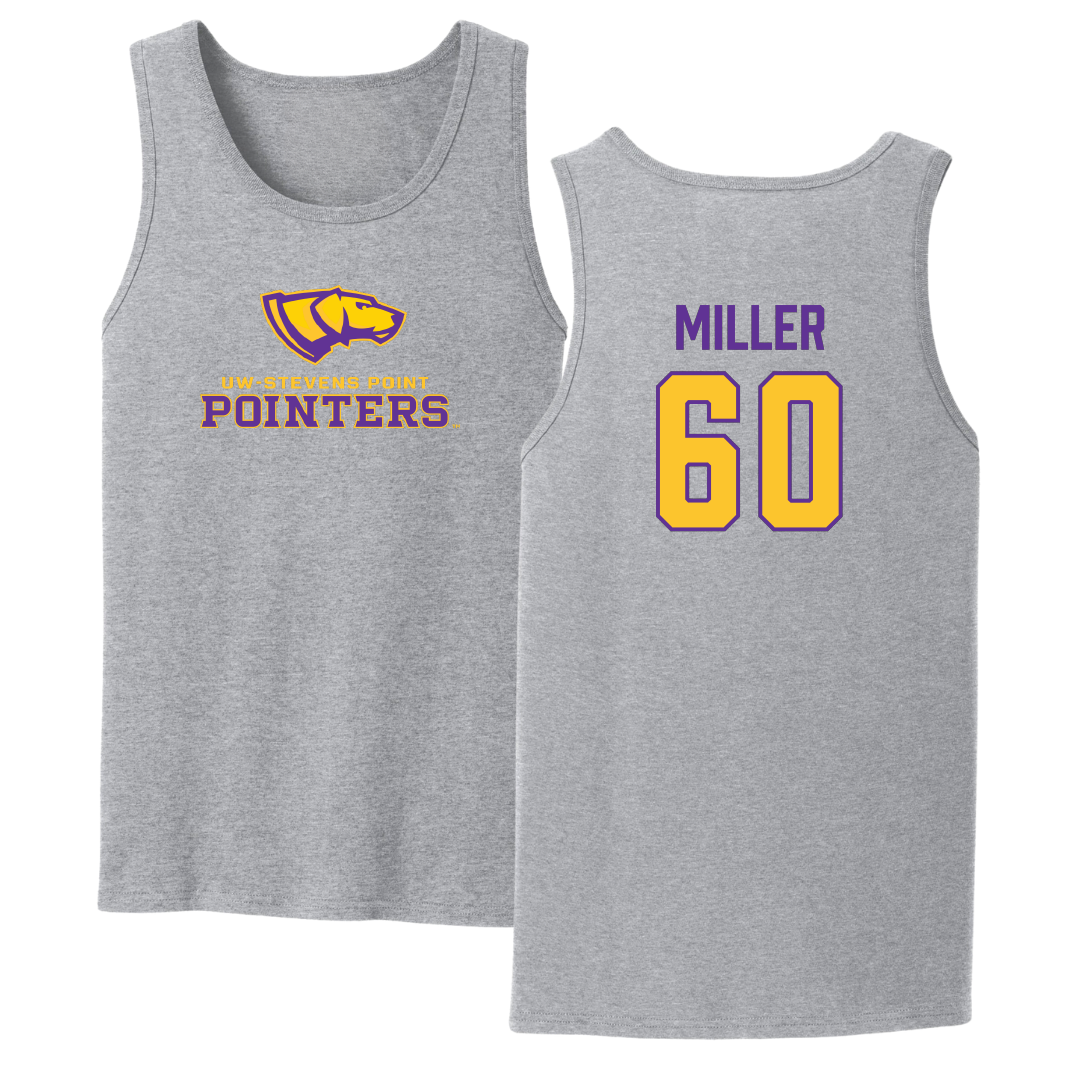 University of Wisconsin-Stevens Point Football Sport Gray Tank Top - #60 Aiden Miller