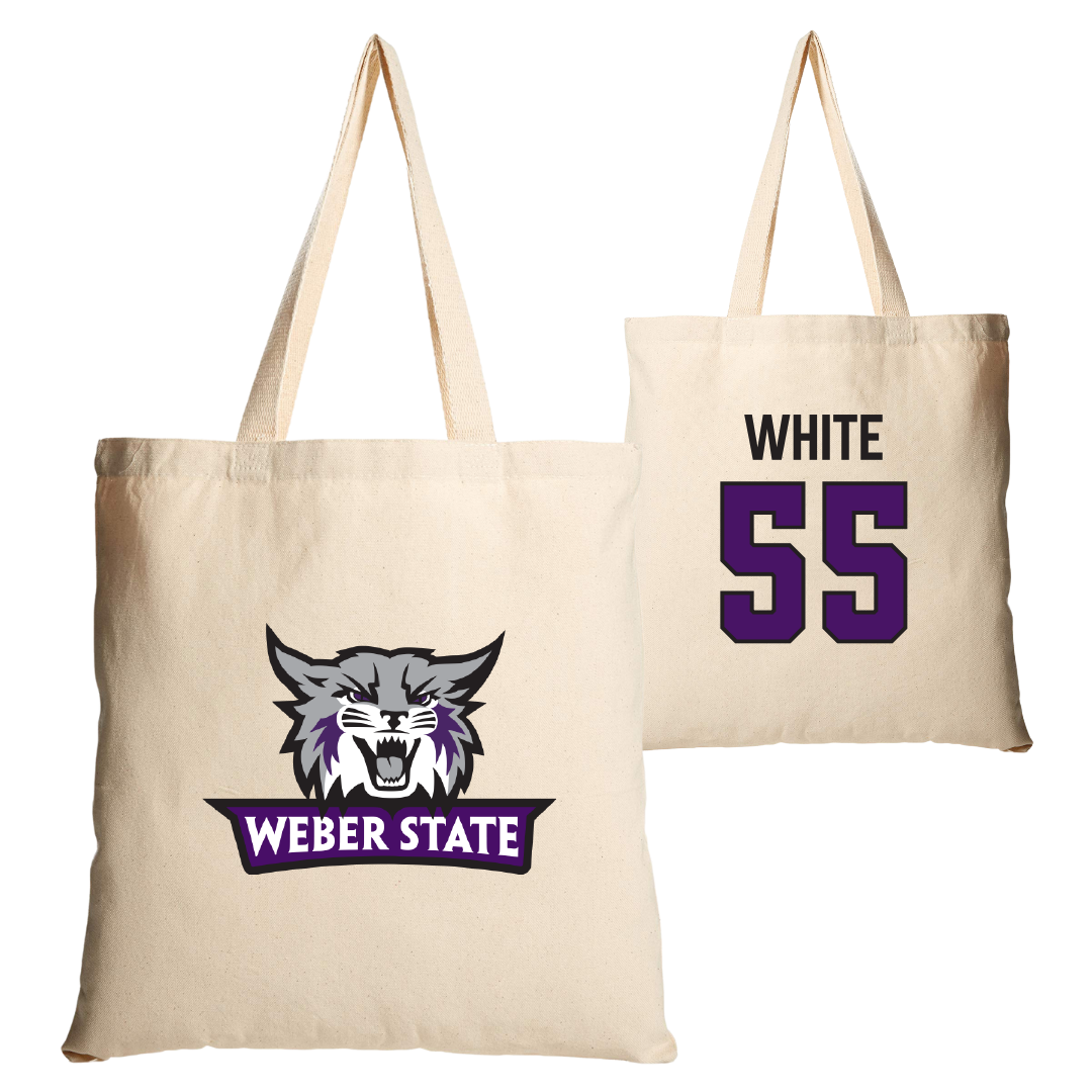 Weber State University Football Tan Canvas Tote Bag - #55 Jason White
