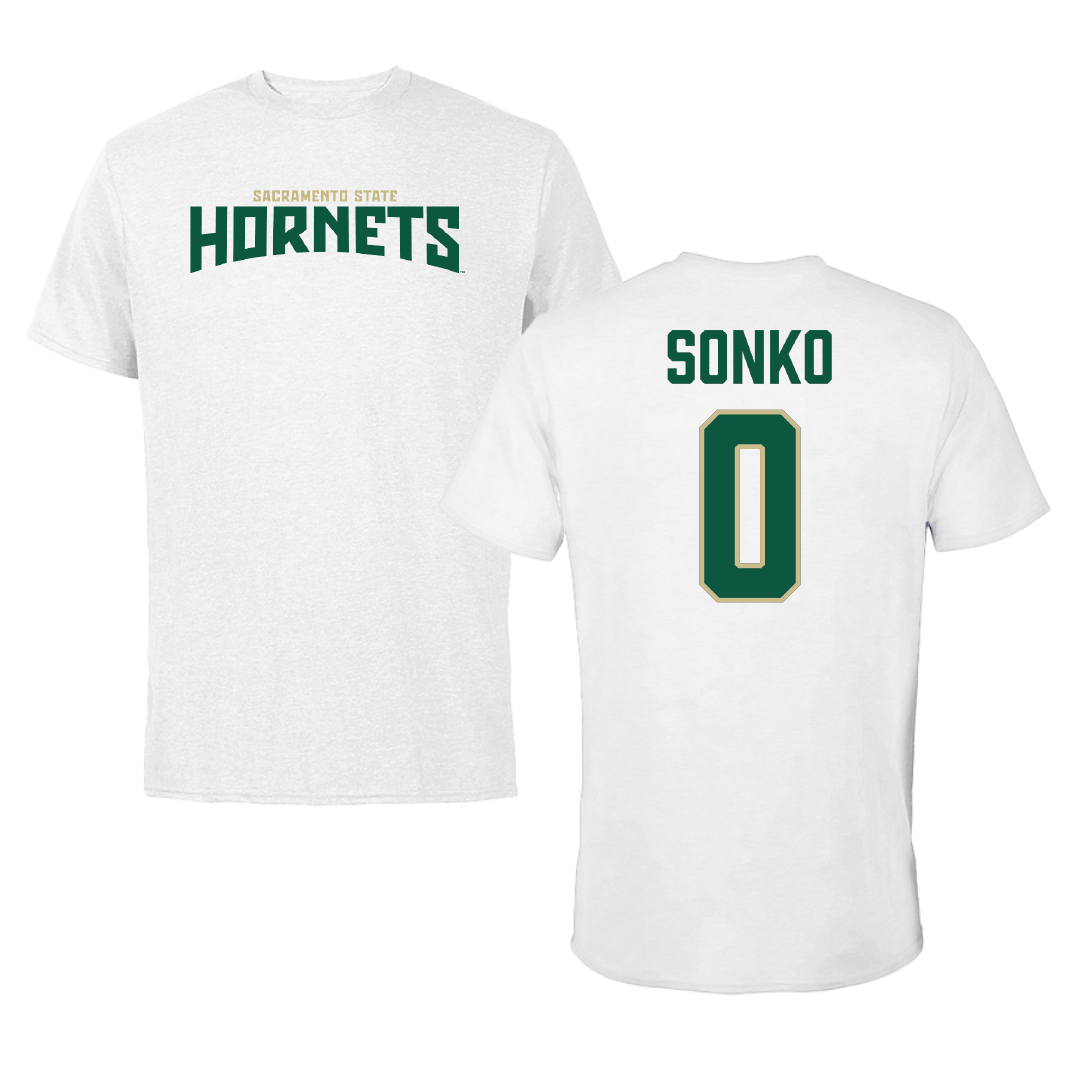 Sacramento State University Soccer (W) White Classic Performance Tee - #0 Sierra Sonko