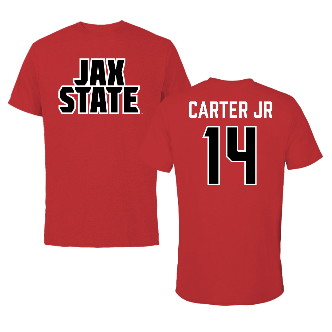 Jacksonville State University Football Red Performance Tee - #14 Perry Carter Jr