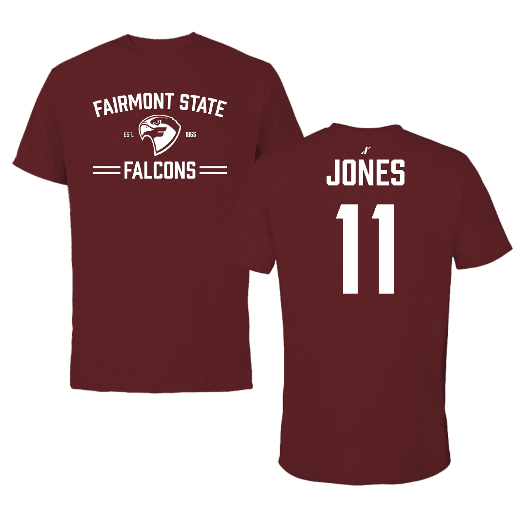 Fairmont State University Basketball (W) Maroon General Performance Tee - #11 Amiel Jones