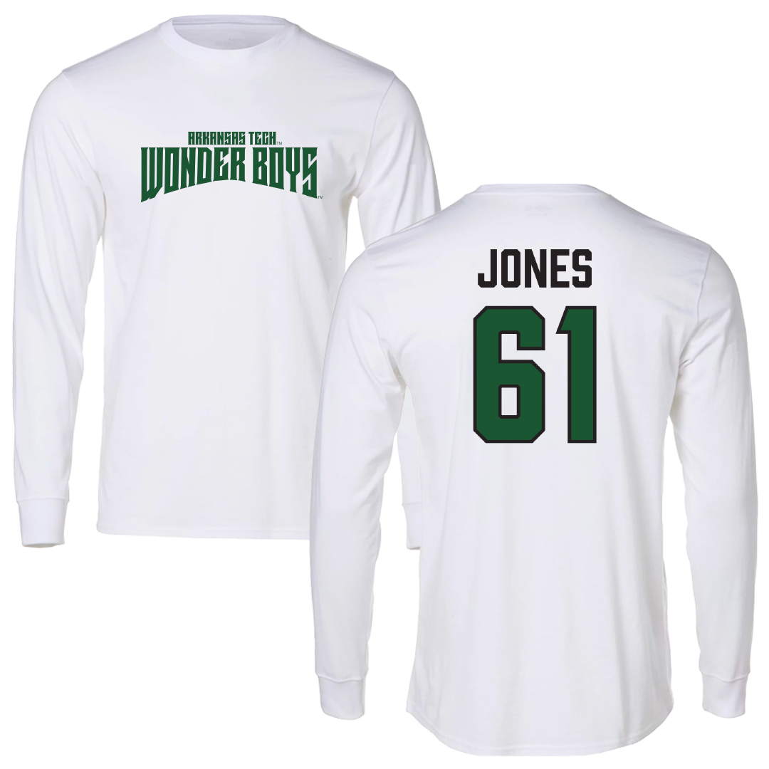 Arkansas Tech University Football White Classic WB Performance Long Sleeve - #61 Mason Jones