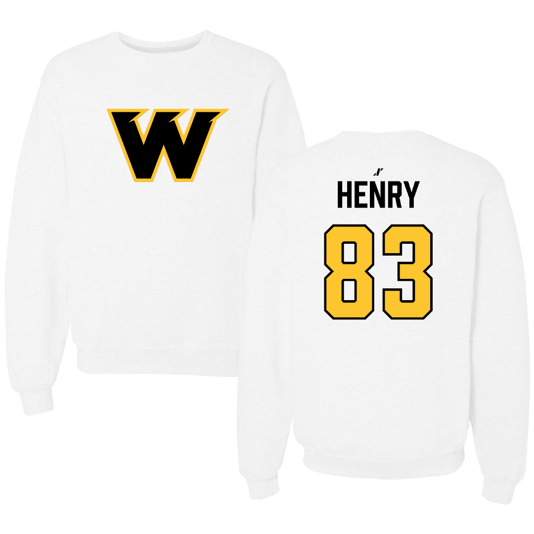 Wayne State College (Nebraska) Football White Crewneck - #83 Tye Henry