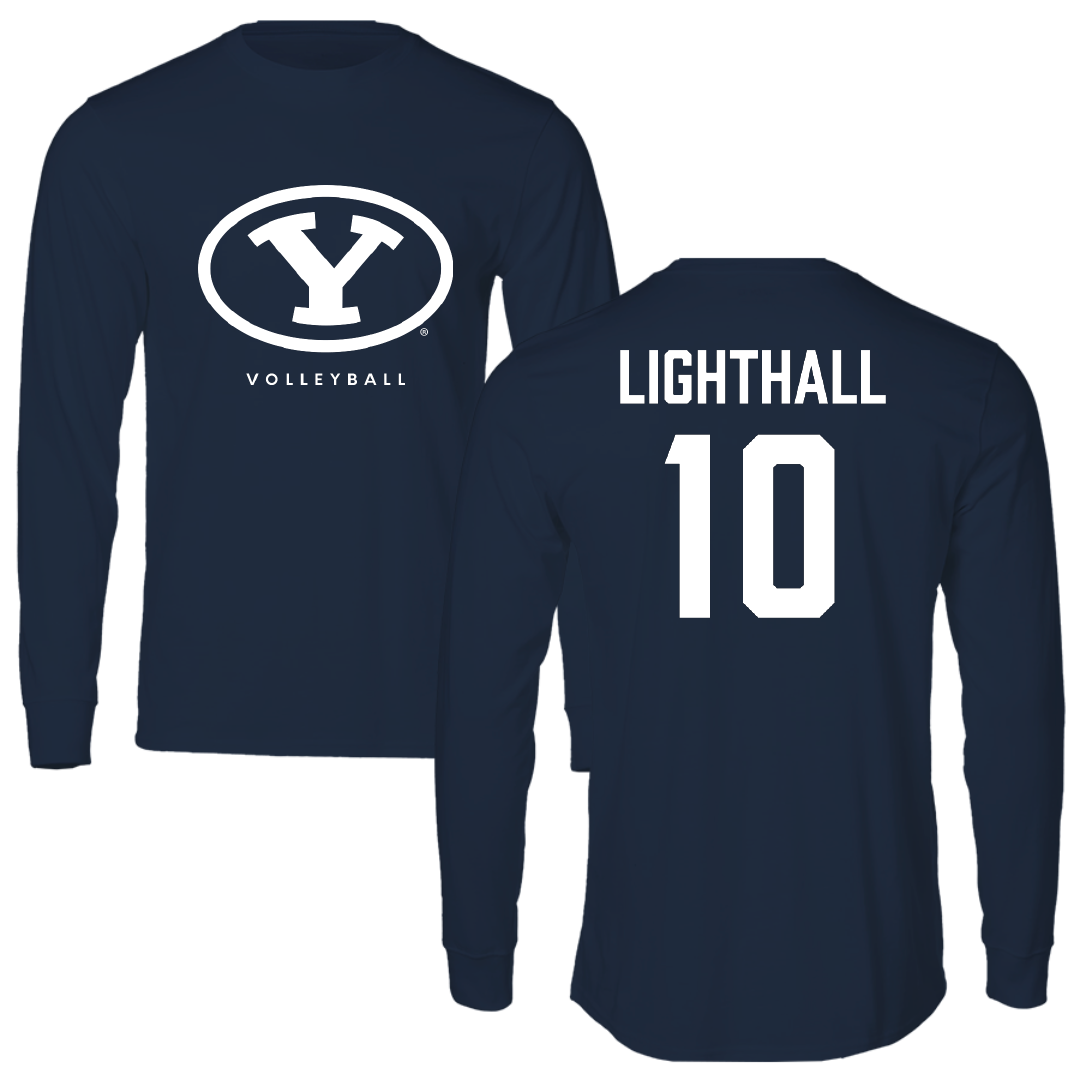 Brigham Young University Volleyball (M) Navy Performance Long Sleeve - #10 Tennison Lighthall