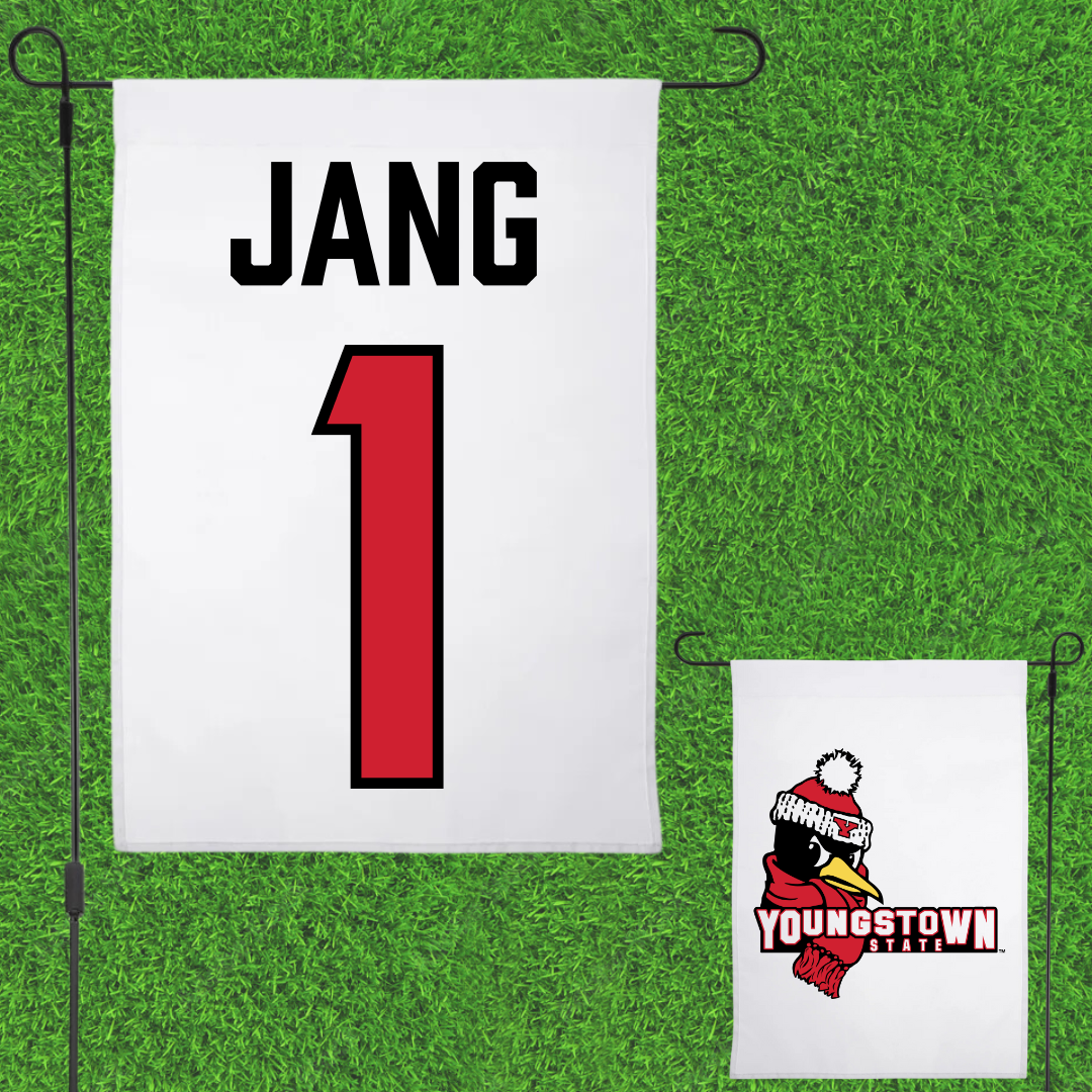 Youngstown State University Baseball White Garden Flag - #1 Alex Jang