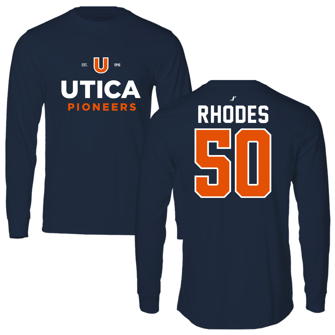 Utica University Baseball Navy General Long Sleeve - #50 Austin Rhodes