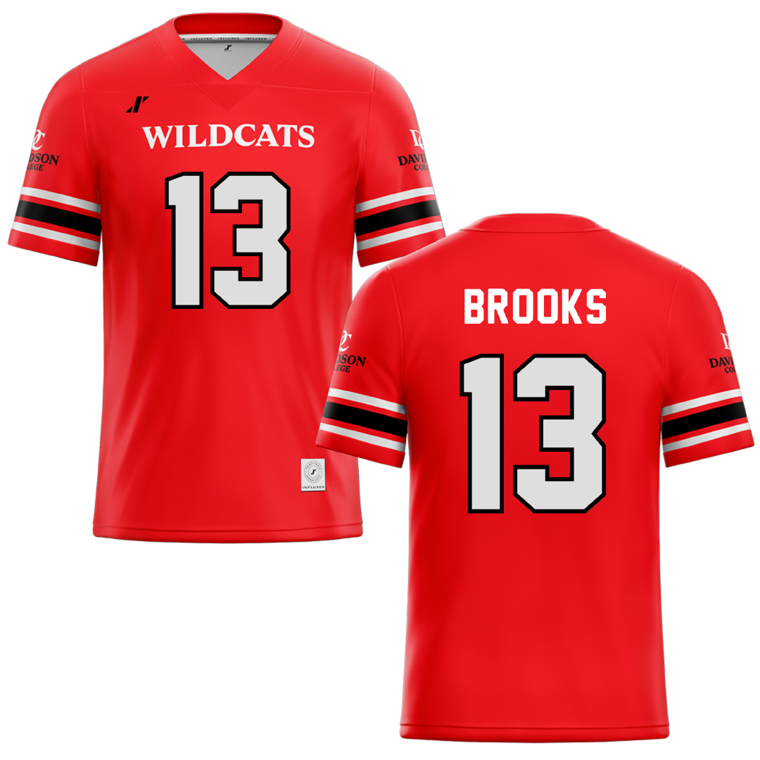 Davidson College Red Football Jersey - #13 Hunter Brooks