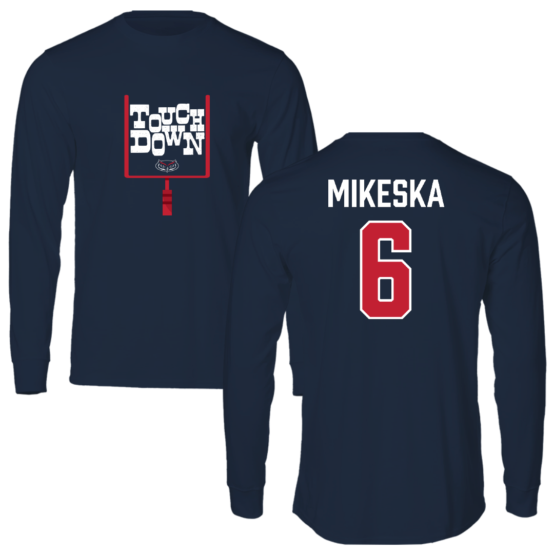 Florida Atlantic University Football Navy Touchdown Performance Long Sleeve - #6 Reid Mikeska