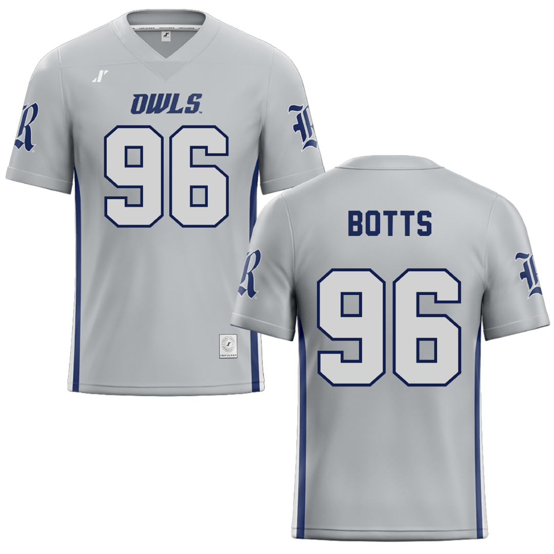 Rice University Gray Football Jersey - #96 Dillan Botts