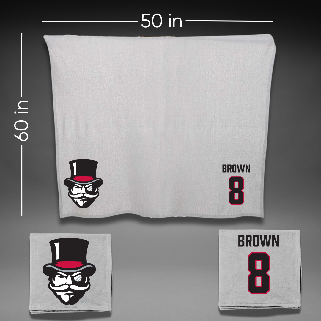 Austin Peay State University Football Gray Blanket - #8 Christopher Brown