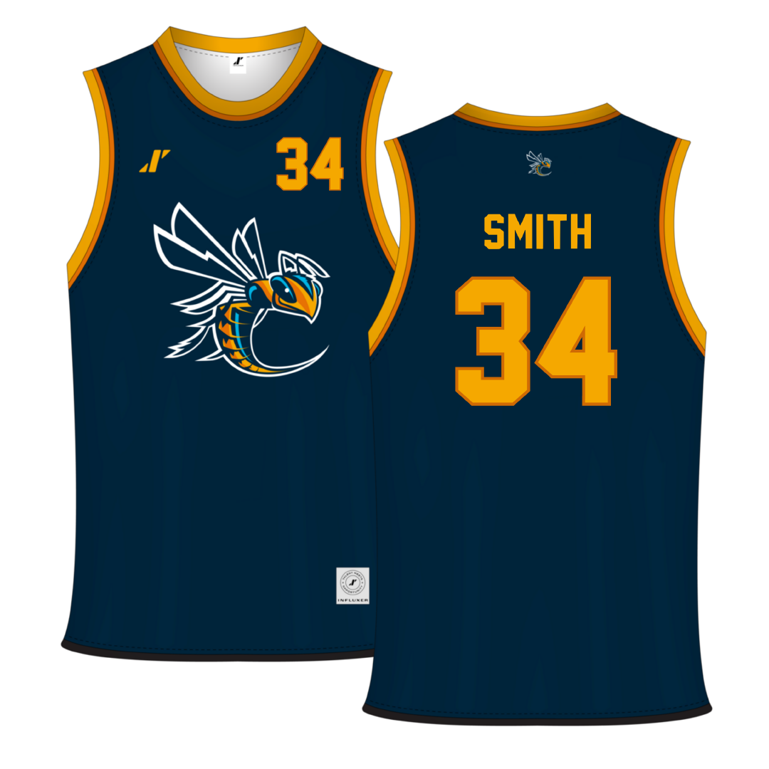 Cedarville University Navy Basketball Jersey - #34 Aaron Smith
