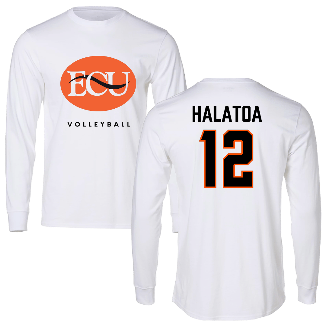 East Central University Volleyball (W) White Performance Long Sleeve - #12 Faiana Halatoa