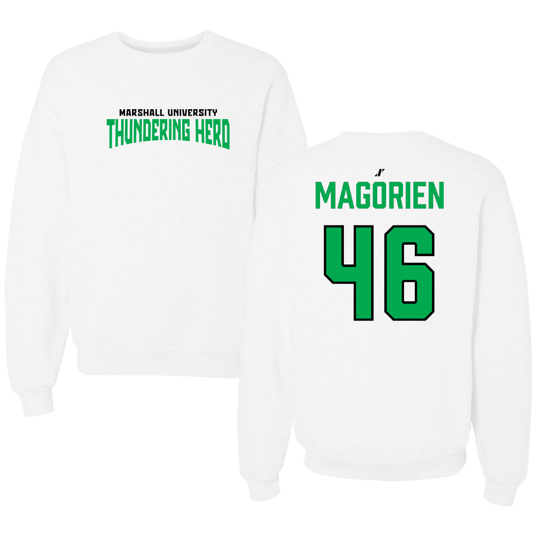 Marshall University Football White Classic Crewneck - #46 Gavin Magorien
