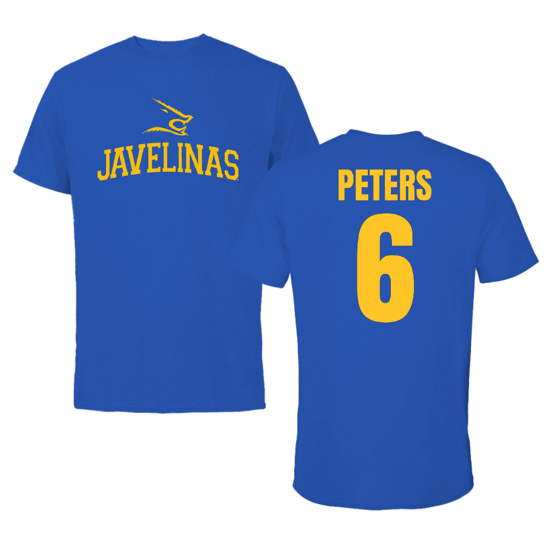 Texas A&M University-Kingsville Football Blue Performance Tee - #6 De'Marcus Peters
