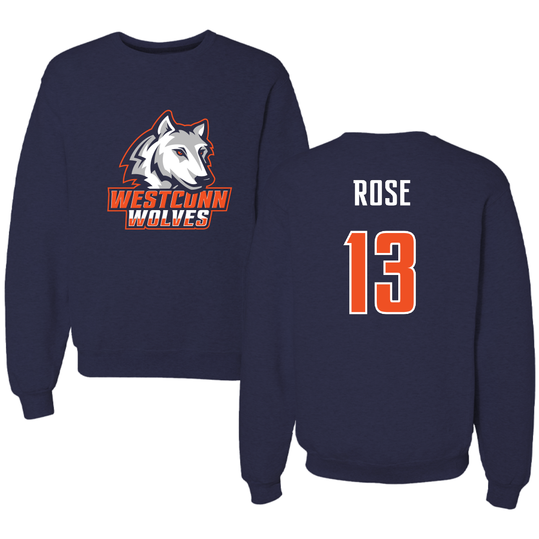 Western Connecticut State University Ice Hockey (M) Navy Wolves Crewneck - #13 Francis Rose