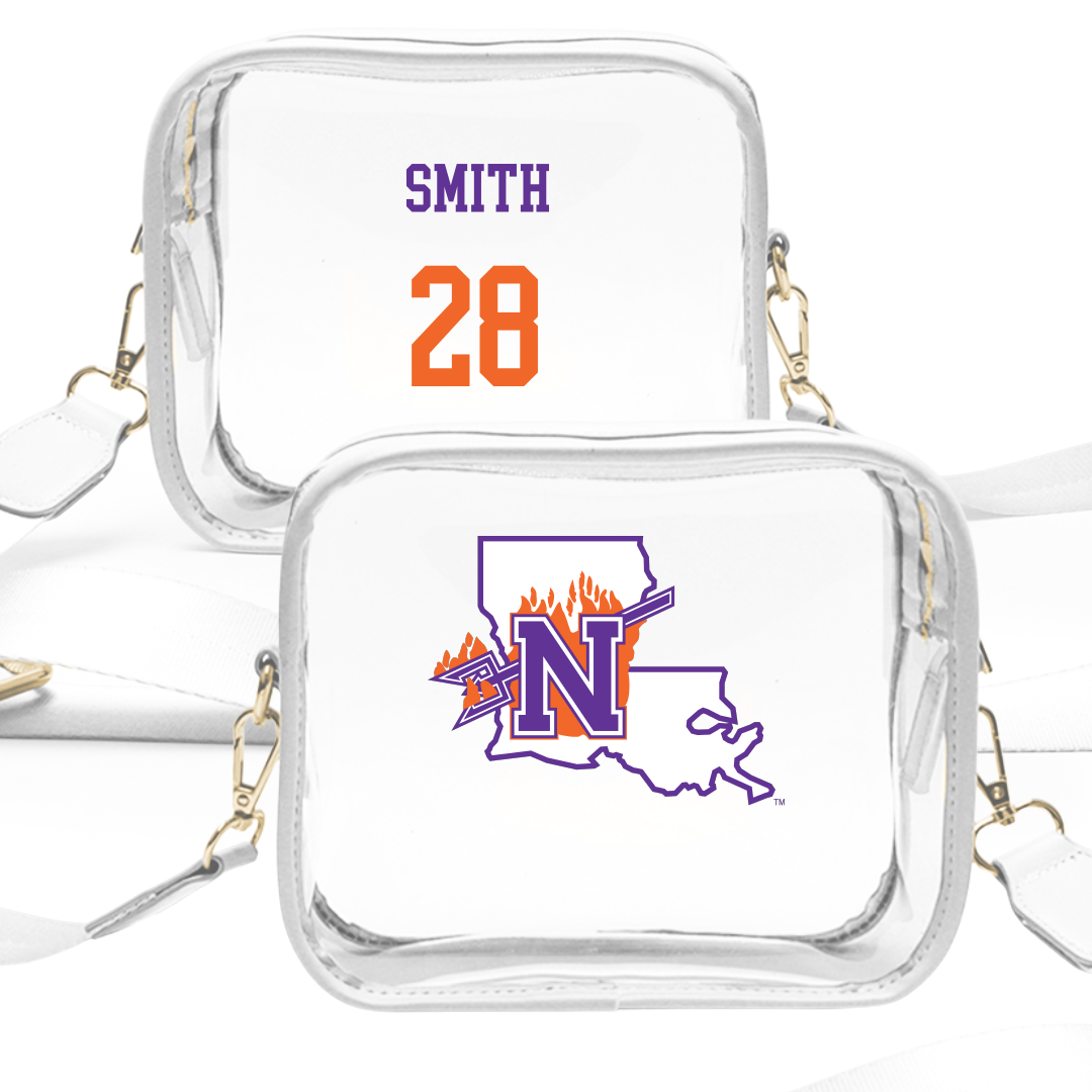 Northwestern State University Softball White Clear Stadium Bag - #28 Jordyn Smith