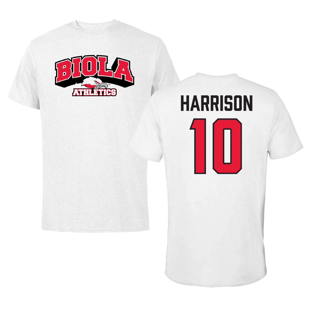 Biola University Softball White Performance Tee - #10 Grace Harrison
