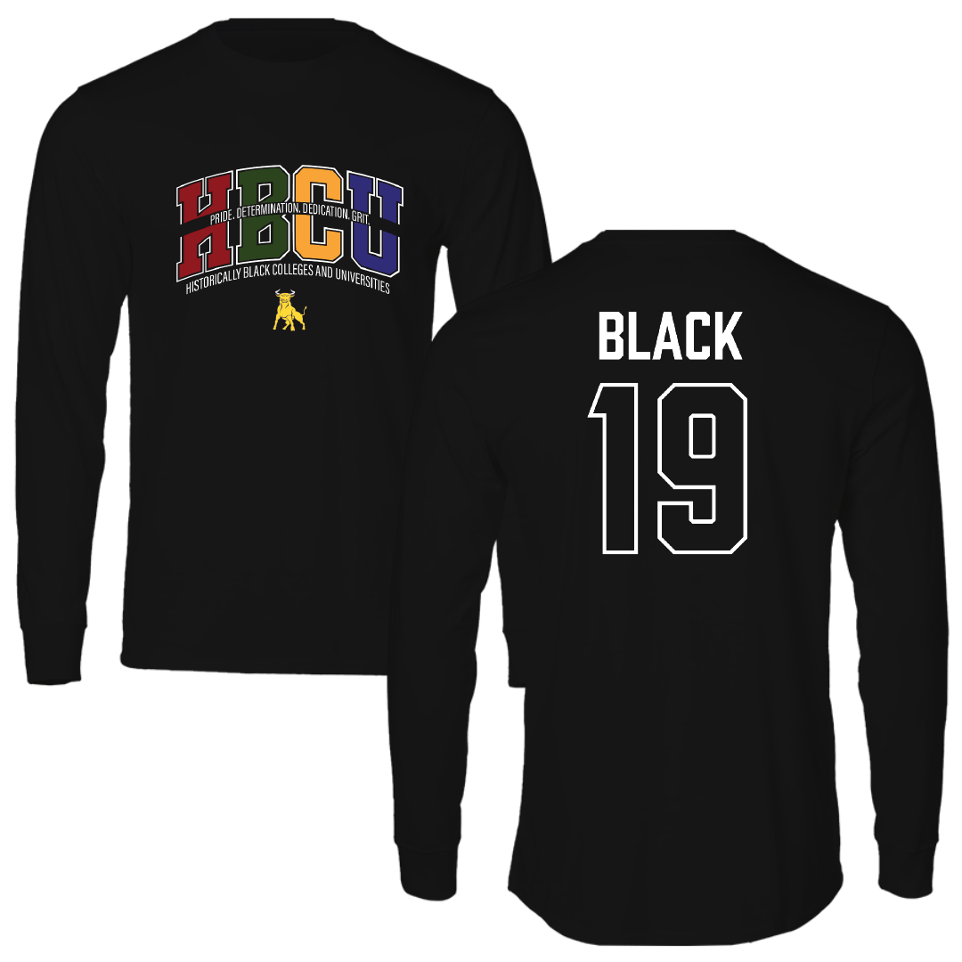 Johnson C. Smith University Football Black HBCU Performance Long Sleeve - #19 Jordan Black