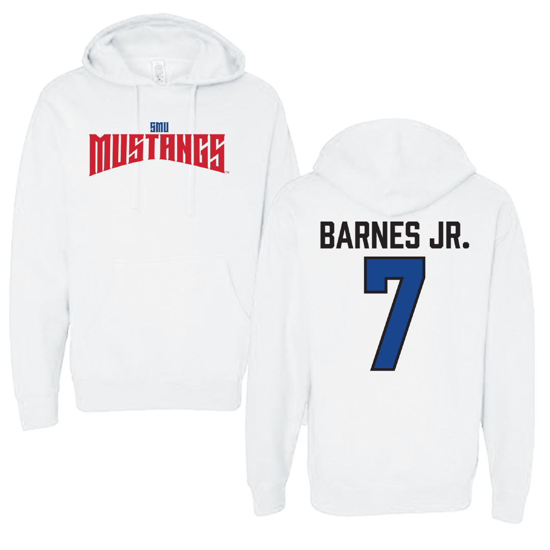 Southern Methodist University Football White Classic Hoodie - #7 Marcellus Barnes Jr.
