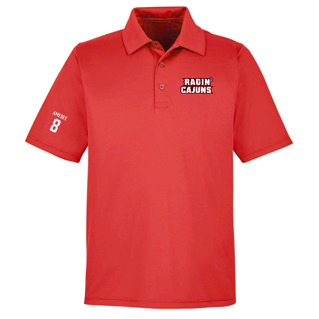 University of Louisiana at Lafayette Baseball Red Polo - #8 Lee Amedee