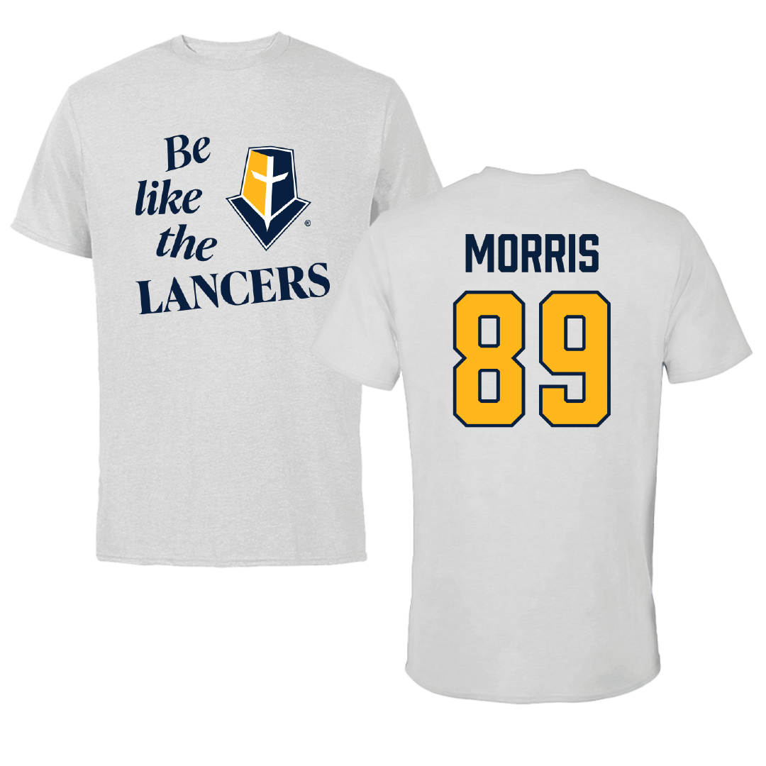 Mount Marty University Football Light Gray Be Like Us Performance Tee - #89 Corwin Morris