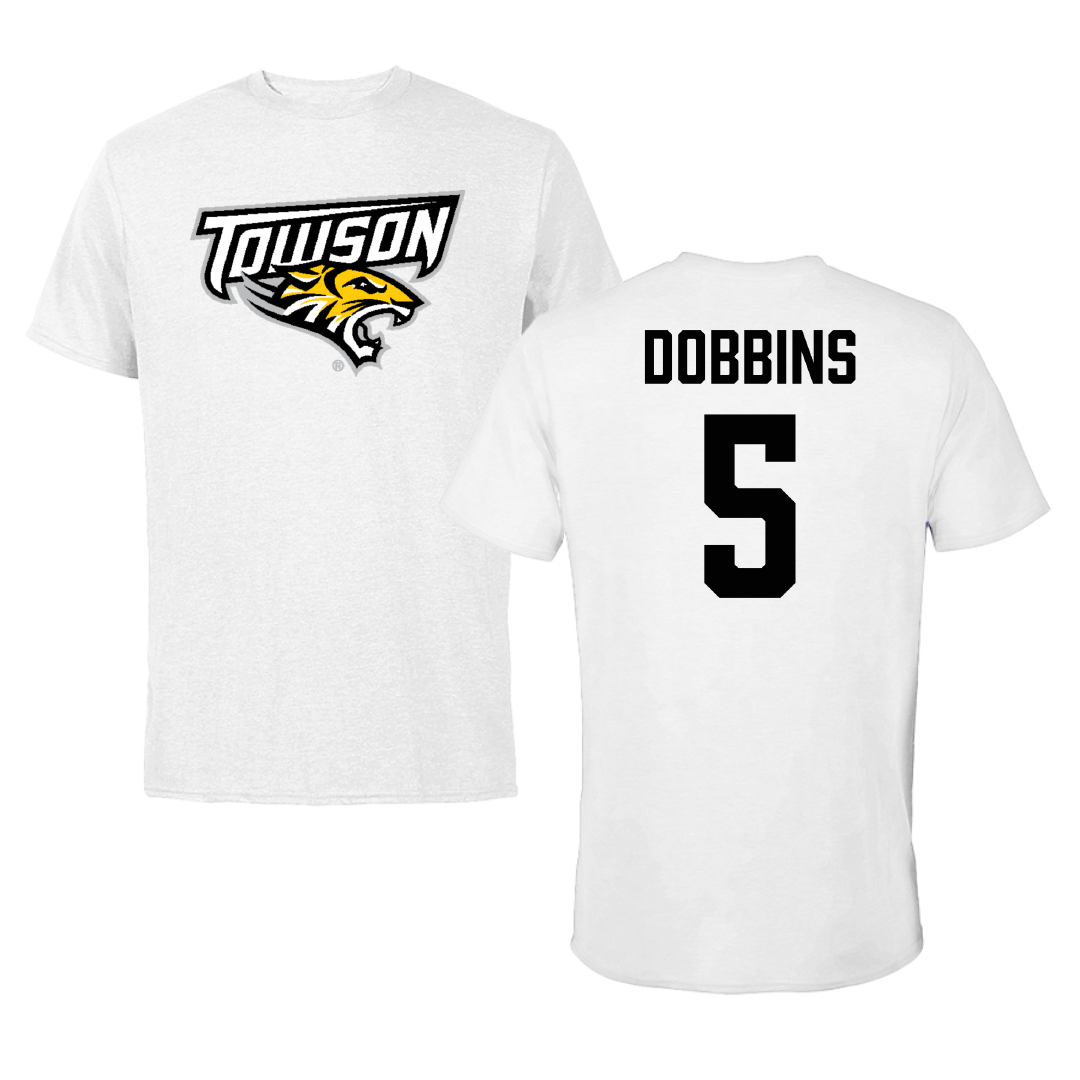 Towson University Field Hockey (W) White Performance Tee - #5 Tatum Dobbins