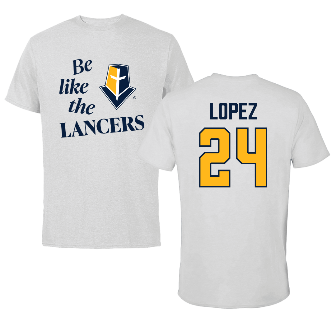 Mount Marty University Football Light Gray Be Like Us Performance Tee - #24 Cayden Lopez