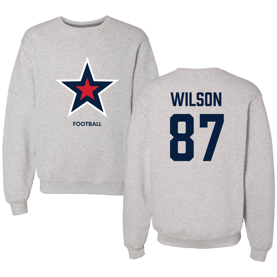 Robert Morris University Football Light Gray Crewneck - #87 Trevor Wilson