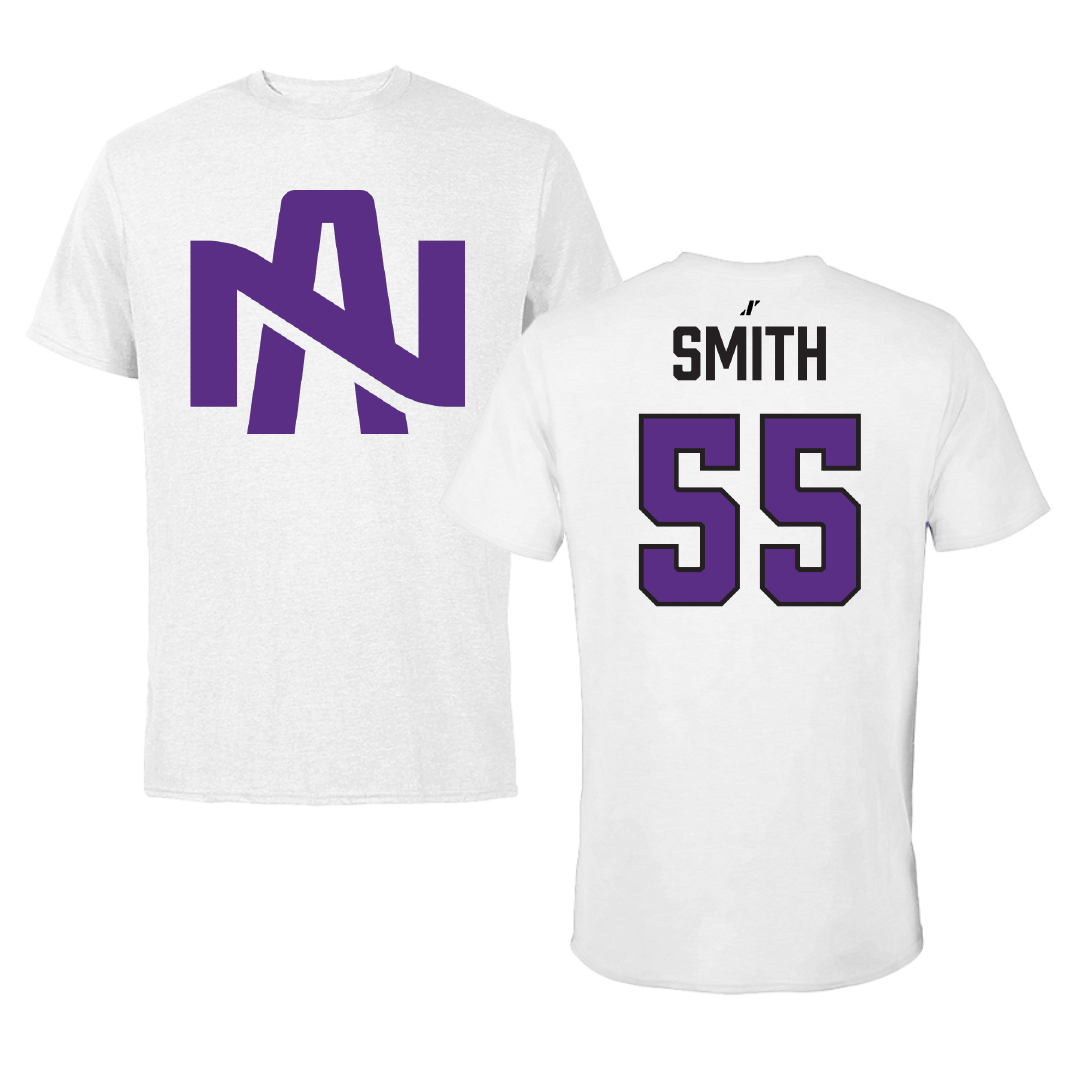 University of North Alabama Football White Performance Tee - #55 Rayqwon Smith