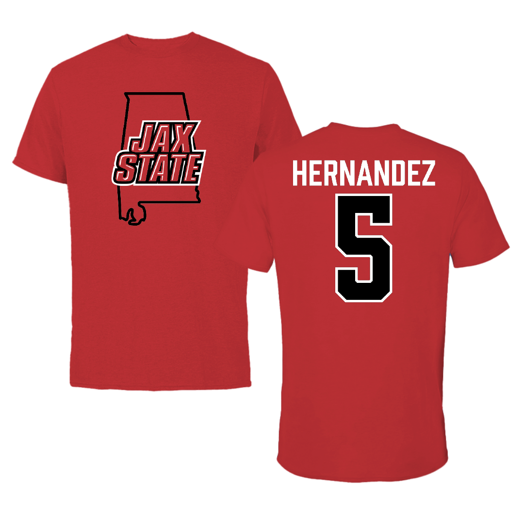 Jacksonville State University Baseball Red State Performance Tee - #5 Javon Hernandez