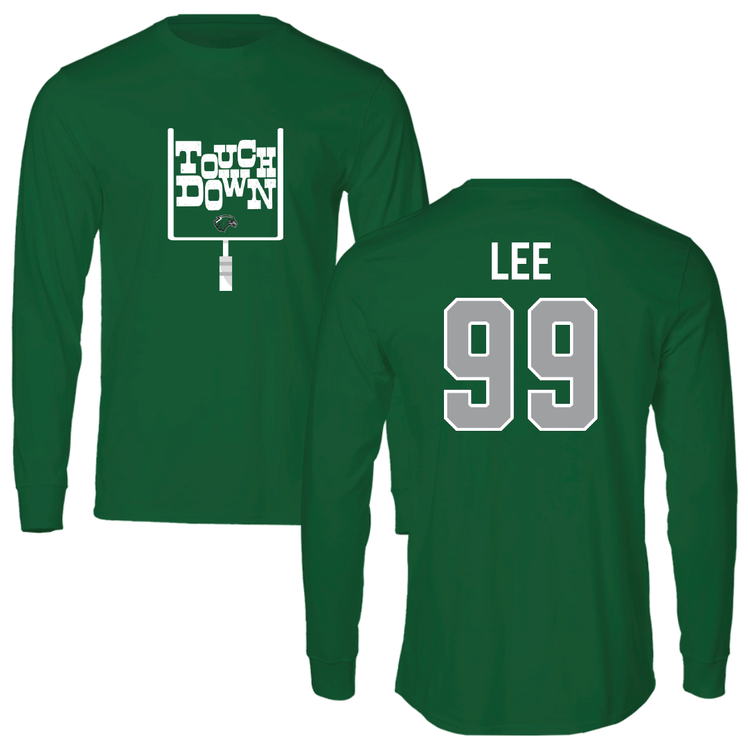 Northeastern State University Football Green Touchdown Long Sleeve - #99 Chris Lee