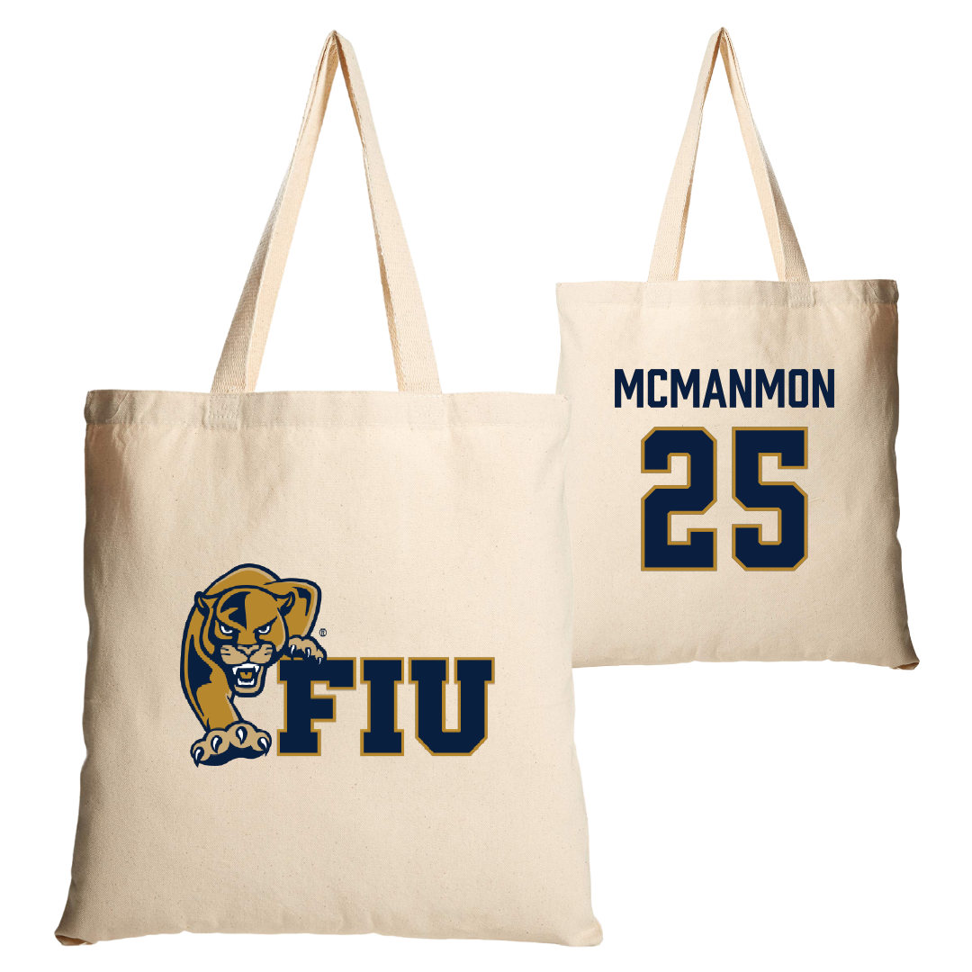 Florida International University Baseball Tan Canvas Tote Bag - #25 Quin Mcmanmon