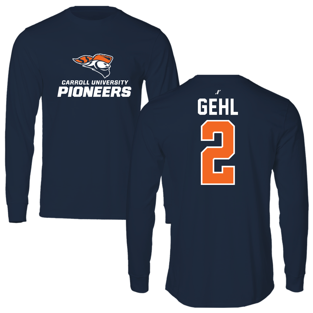 Carroll University Lacrosse Navy Performance Long Sleeve - #2 Jake Gehl
