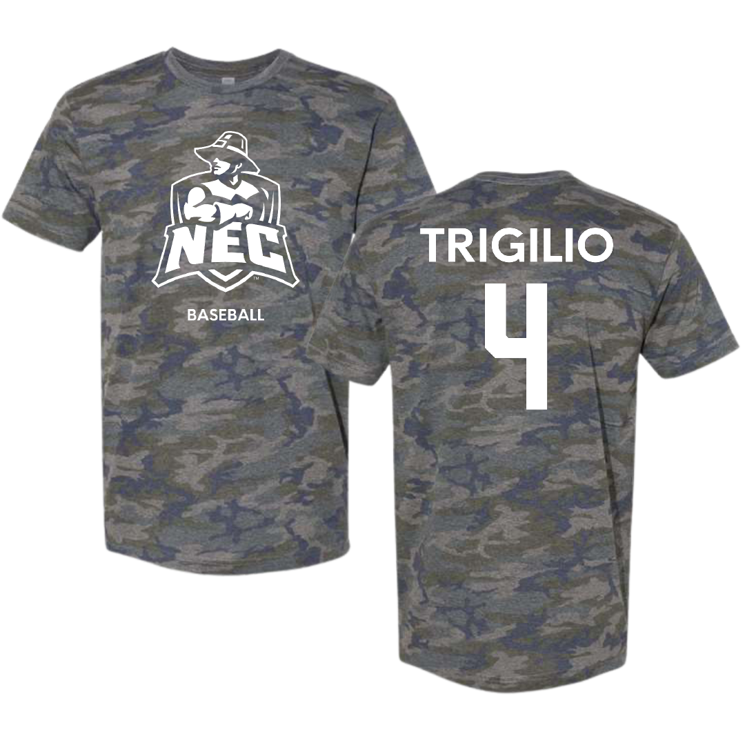 New England College Baseball Vintage Camo Tee - #4 Bobby Trigilio