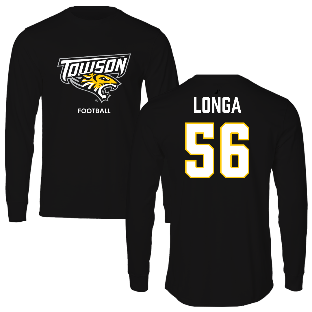 Towson University Football Black Performance Long Sleeve - #56 Matthieu Longa