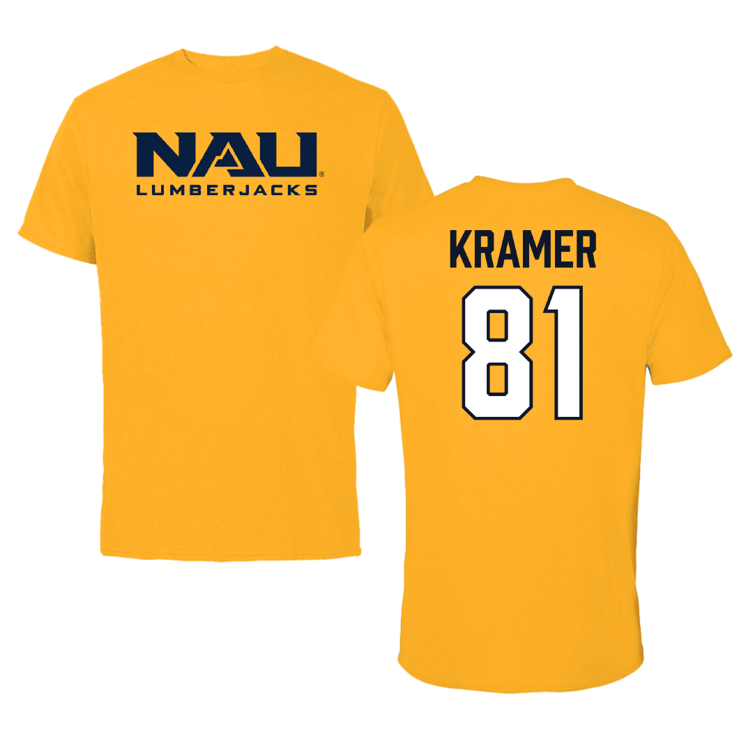 Northern Arizona University Football Gold Tee - #81 Braden Kramer