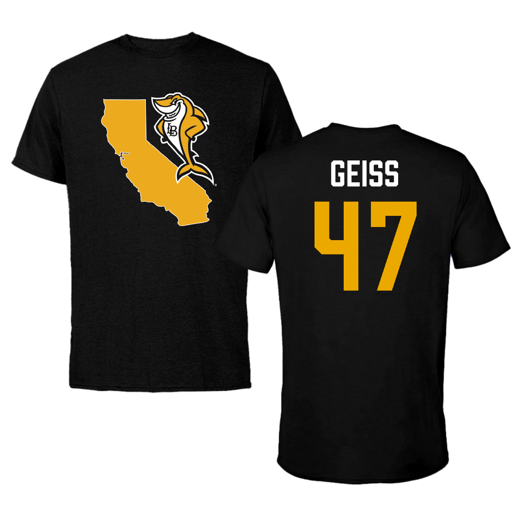 Long Beach State University Baseball Black State Performance Tee - #47 Owen Geiss