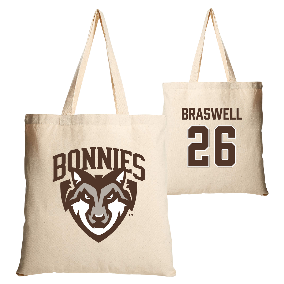 St. Bonaventure University Soccer Tan Canvas Tote Bag - #26 Avery Braswell