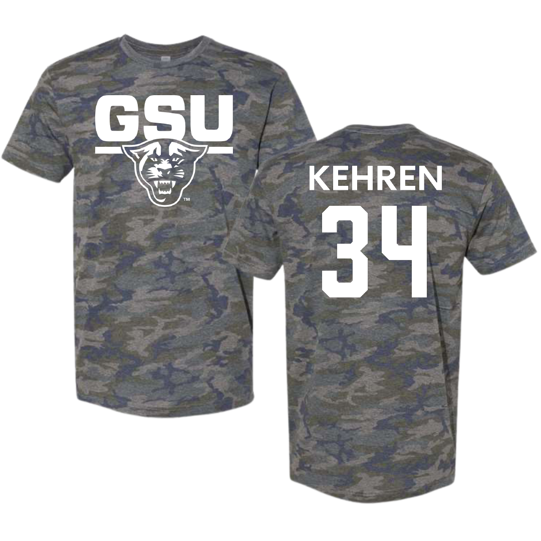 Georgia State University Baseball Vintage Camo Tee - #34 Ashton Kehren