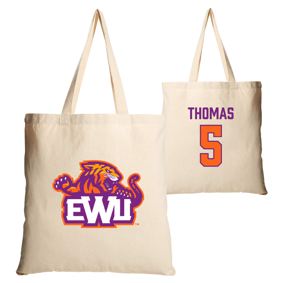 Edward Waters University Football Tan Canvas Tote Bag - #5 Johntarrious Thomas